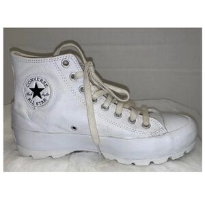 Converse Chuck Taylor Leather All Star Lugged High Tops White Size 9